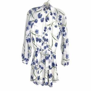 Yumi Kim Class Act Mini Dress White Dress with Blue Floral Print